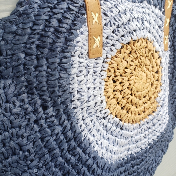 Straw Woven Tote Bag Double Handle - Picture 3 of 6